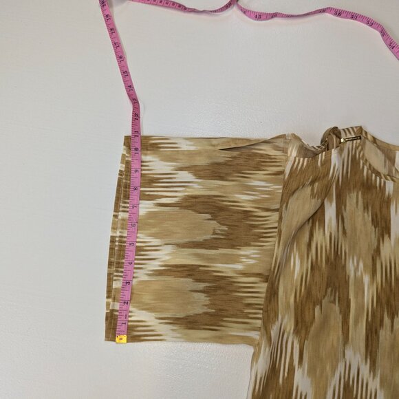 Michael by Michael Kors Gold Patterned Cold Shoulder Blouse Size Small - Picture 13 of 14